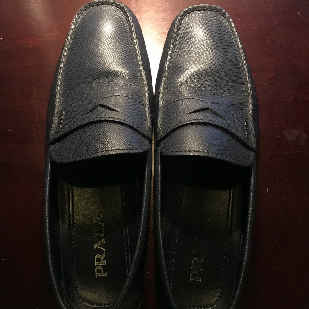 Prada Saffiano Leather Driving Loafers